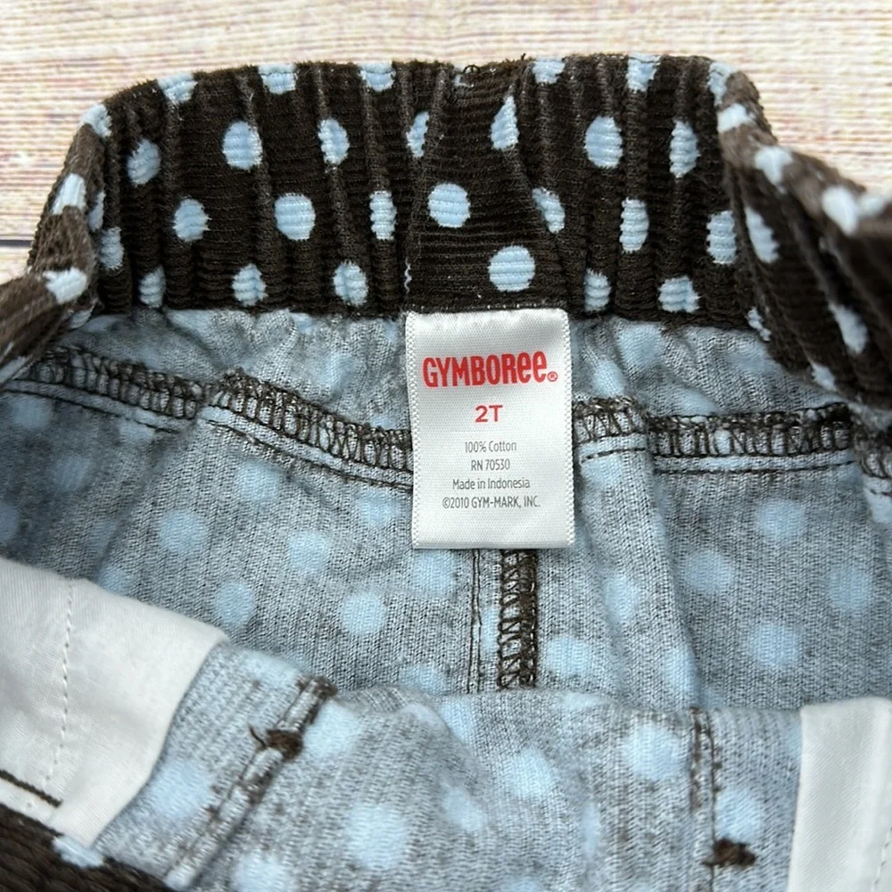 Girls Brown Corduroy and Blue Polka Dot Skirt Size 2T